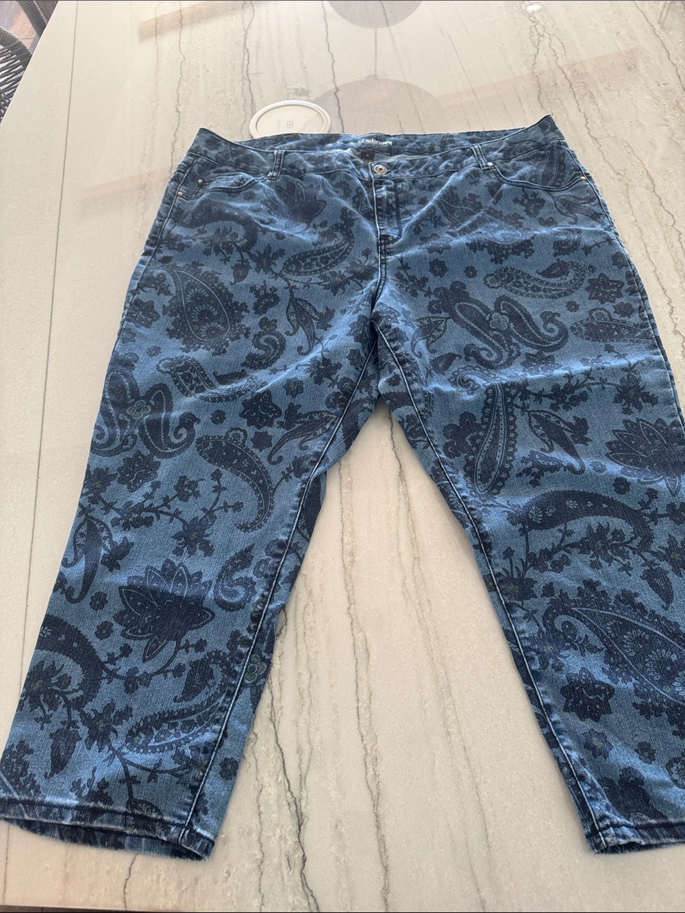 Lane Bryant Blue Paisley Ankle Jeans